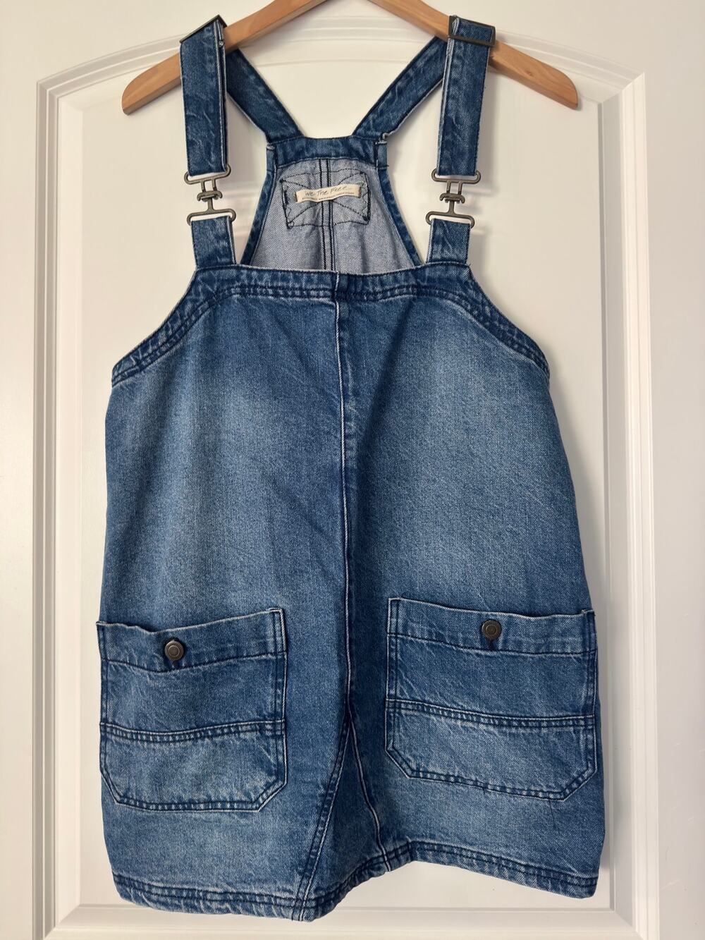 We The Free Free People Overall Smock Mini Denim Dress Medium Wash XS